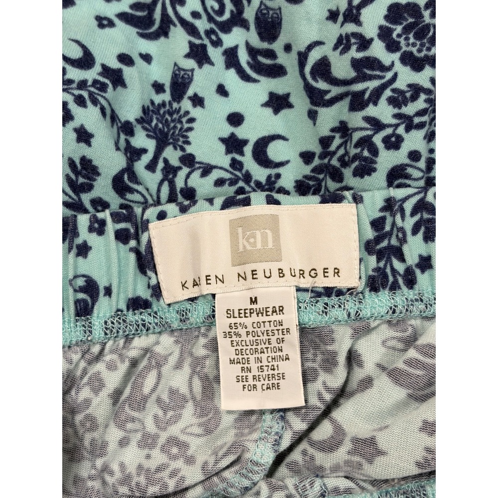 Karen Neuburger Pajama Set Blue Long Sleeve Top & Print Pants Women's M / L - Picture 7 of 8